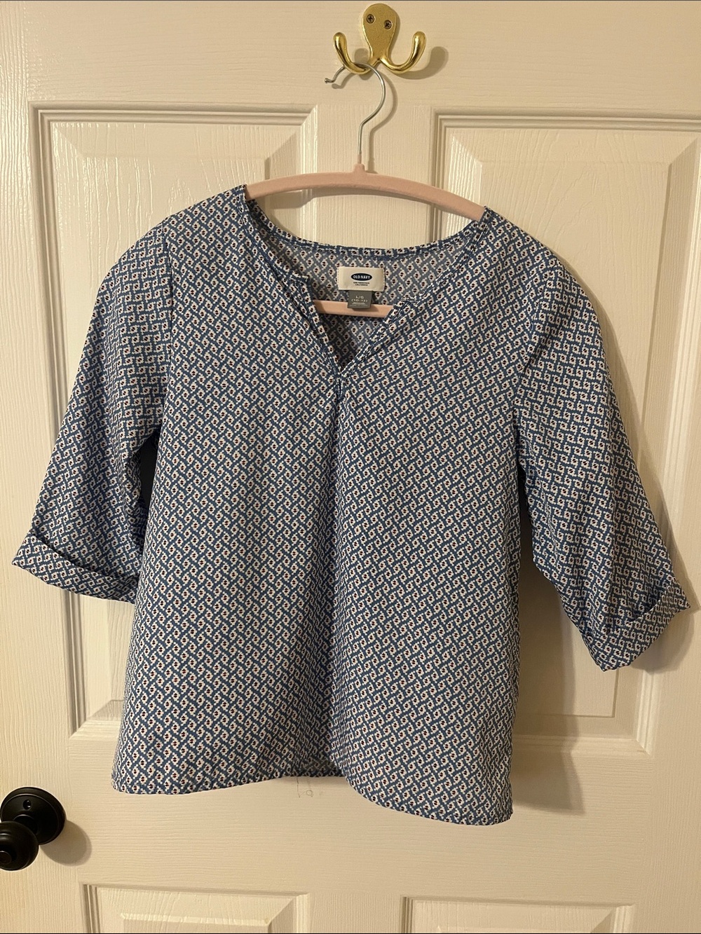 Old Navy Blue Geo-Print Girls Top